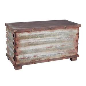 HOUSEHOLD ESSENTIALS Small Antiqued Wooden Chest 9539-1 - The Home Depot