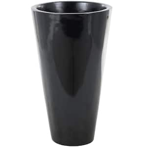 Black Fiber Glass Trumpet Minimalistic Floor Decorative Vase, 15 in. x 15 in. x 35 in.