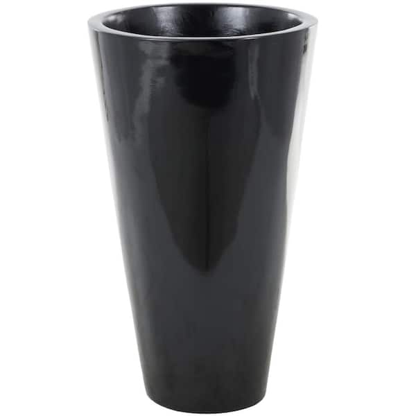 Litton Lane Black Fiber Glass Trumpet Minimalistic Floor Decorative Vase, 15 in. x 15 in. x 35 in.