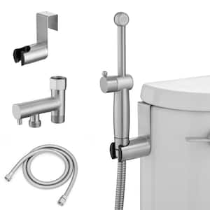 Non-Electric Bidet Sprayer for Toilet Handheld Brass Bidet Attachment Diaper Sprayer Wall Toilet Mount in Brushed Nickel
