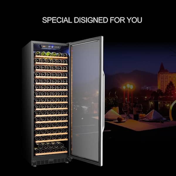 LANBO - 23 in. 171-Bottle Stainless Steel Single Zone Wine Refrigerator
