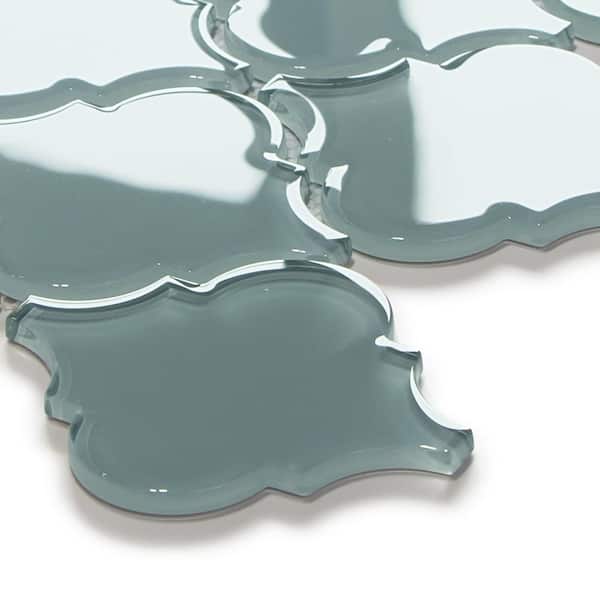 Arabesque Lantern Blue 12 in. x 9 in. Polished Glass Wall Mosaic Tile (3.8 sq. ft./Case)