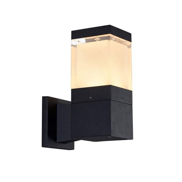 VONN Lighting 5-Watt 10in. Matt Black Integrated LED Outdoor Wall Lantern Sconce 120V