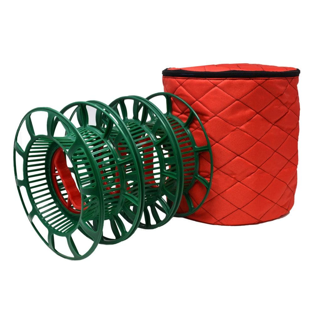 Holiday Time Green Christmas Light Storage Reels with Red Storage Bag,  4-Count 