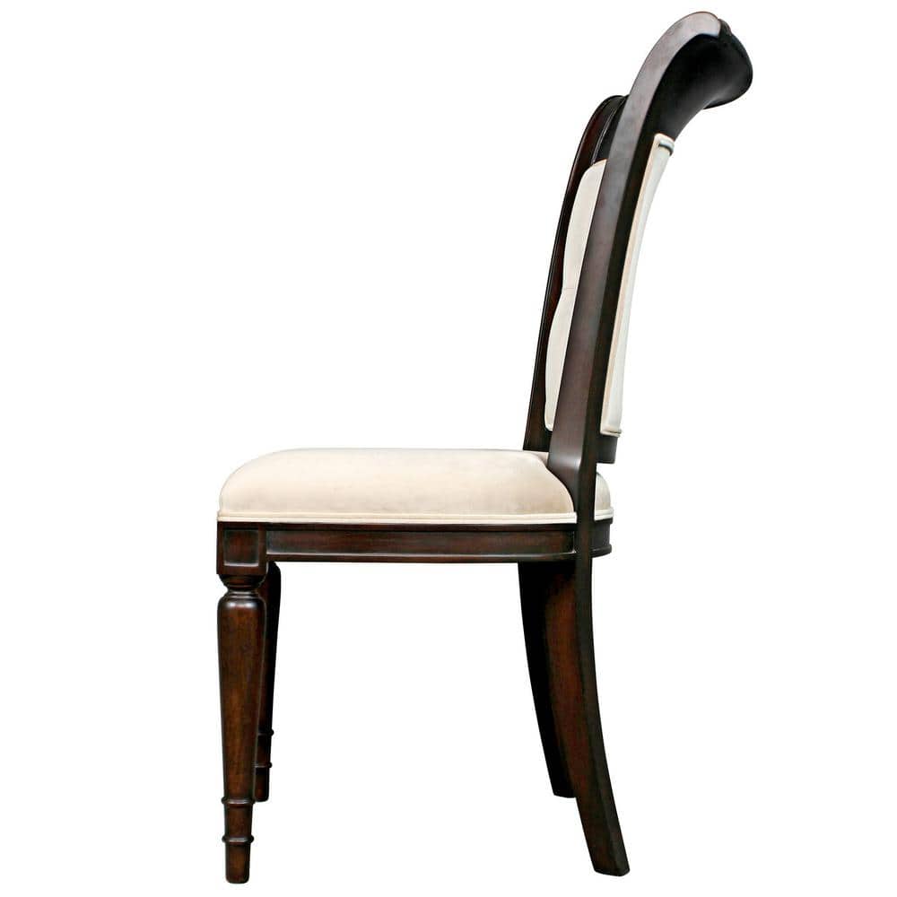Pearl Velvet Upholstered Mahogany Side Chair Set