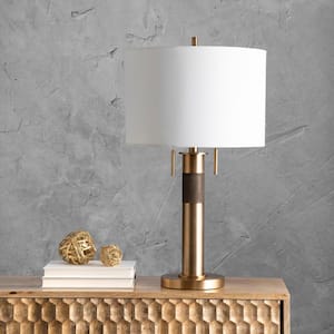 Quinn 27 in. Brass Contemporary Table Lamp with Shade