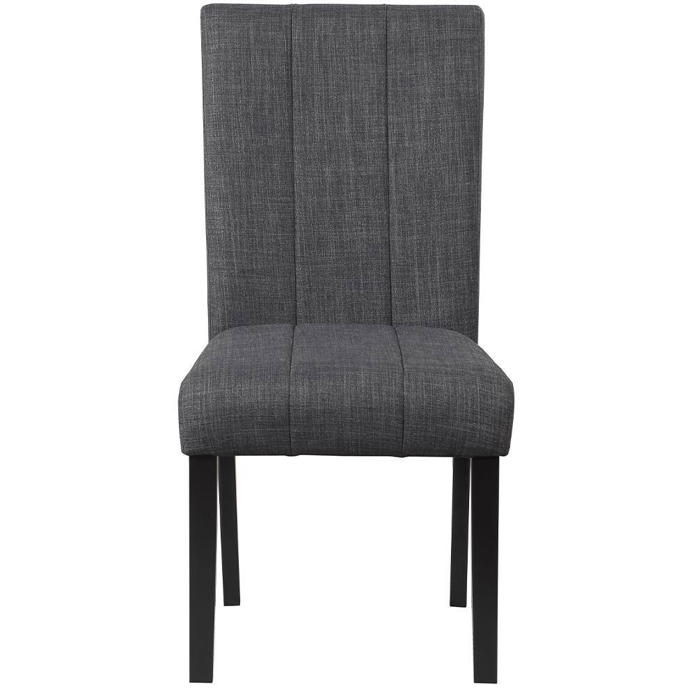 Kusa 45" Round Black Engineering Stone Dining Set with Gray Upholstered Chairs