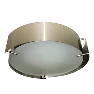 Ana 16.25 in. W with 2-Lights Brushed Nickel Flush Mount