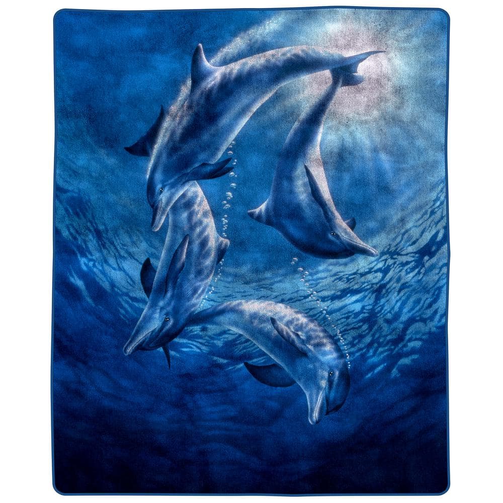Full Size Blue Fleece Weighted Dolphin Blanket