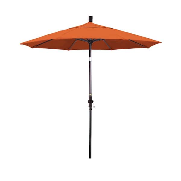 7.5 ft. Bronze Aluminum Market Patio Umbrella Collar Tilt Crank Lift in Tuscan Sunbrella