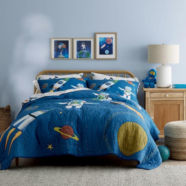 The Company Store Company Kids Outerspace Quilt Ink Blue