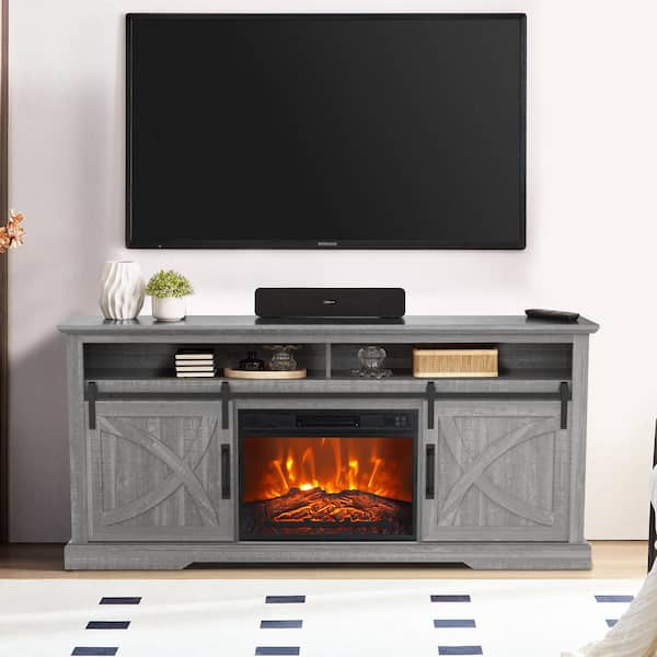 IHOMEadore 68 in. Freestanding Media Console Electric Fireplace TV