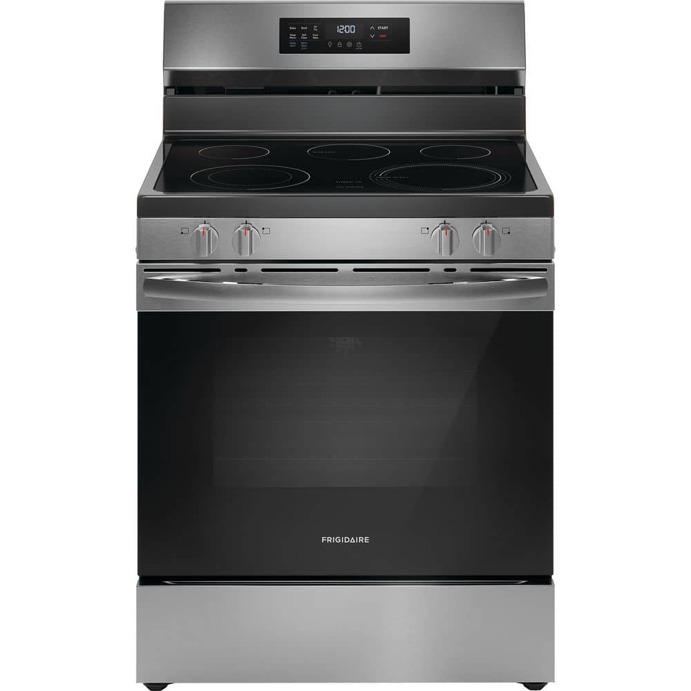 30 in. 5.3 cu. ft. 5 Element Freestanding Self-Cleaning Electric Range in Stainless Steel with Air Fry