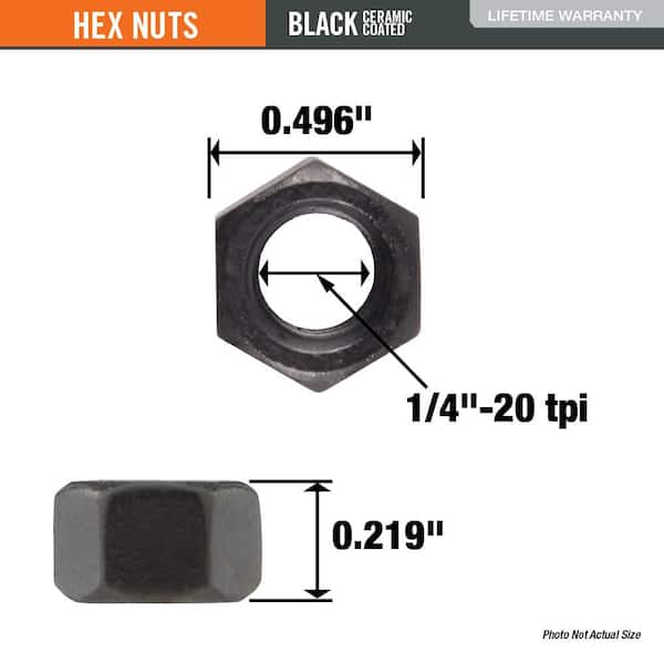 DECKMATE 1/4 in. -20 Black Zinc Deck Bolt Exterior Hex Nut (50