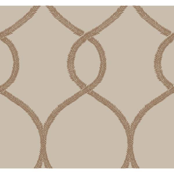 York Wallcoverings Ronald Redding Brown Laurel Leaf Ogee Paper Unpasted Matte Wallpaper (27 in. x 27 ft.)
