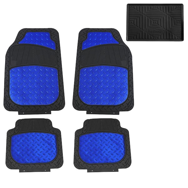 FH Group Blue Trimmable Liners High Quality Metallic Floor Mats - Universal Fit for Cars, SUVs, Vans and Trucks - Full Set