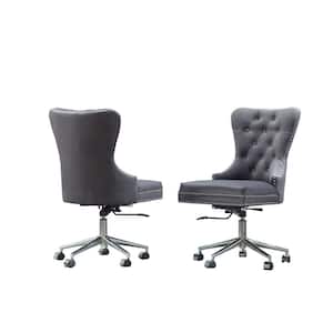 James Dark Gray Velvet Fabric Adjustable Office Chairs