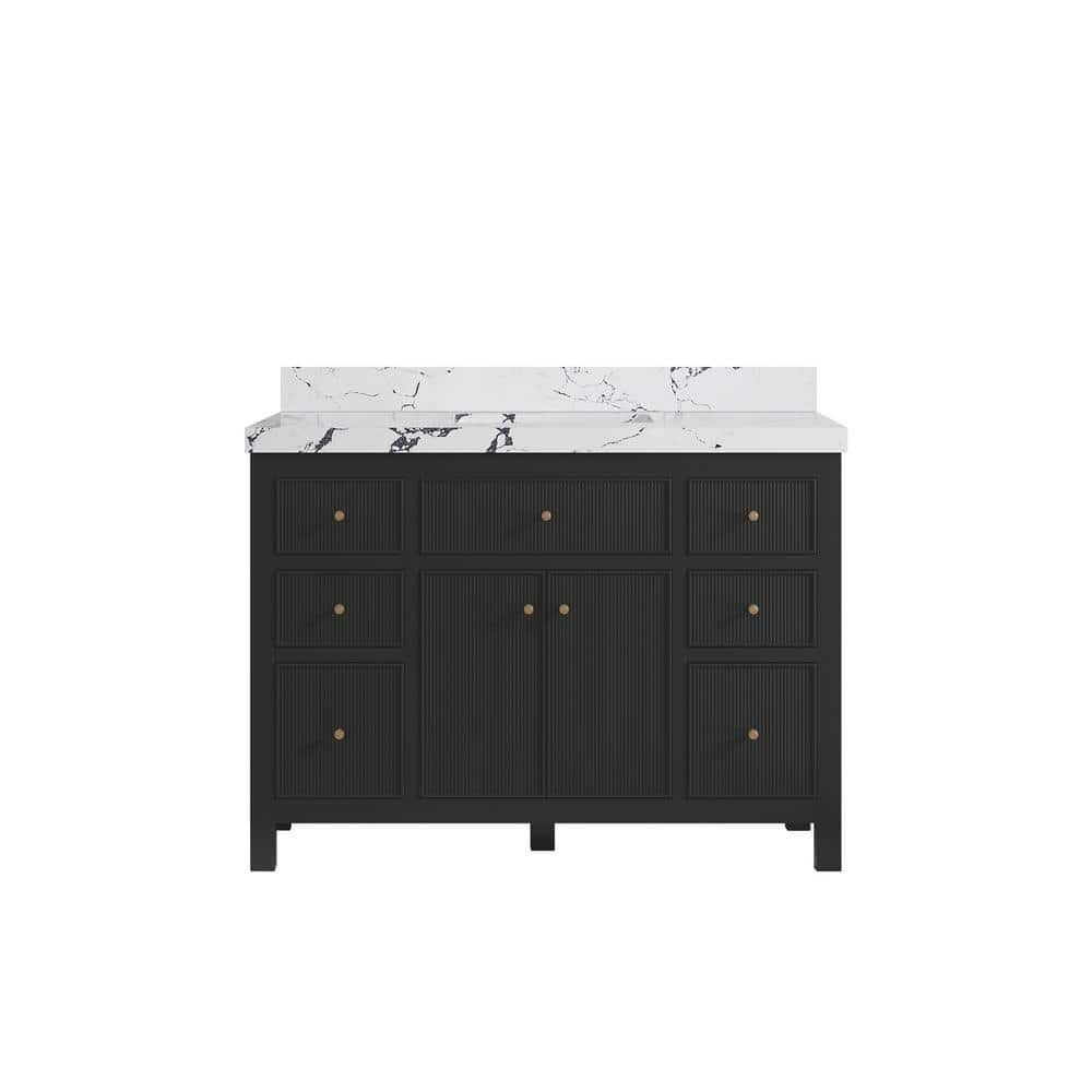 Sonoma 48 in. Single Sink Freestanding Black Top Bath Vanity with Viola Night Quartz Top Unassembled price history on PriceWatchPro