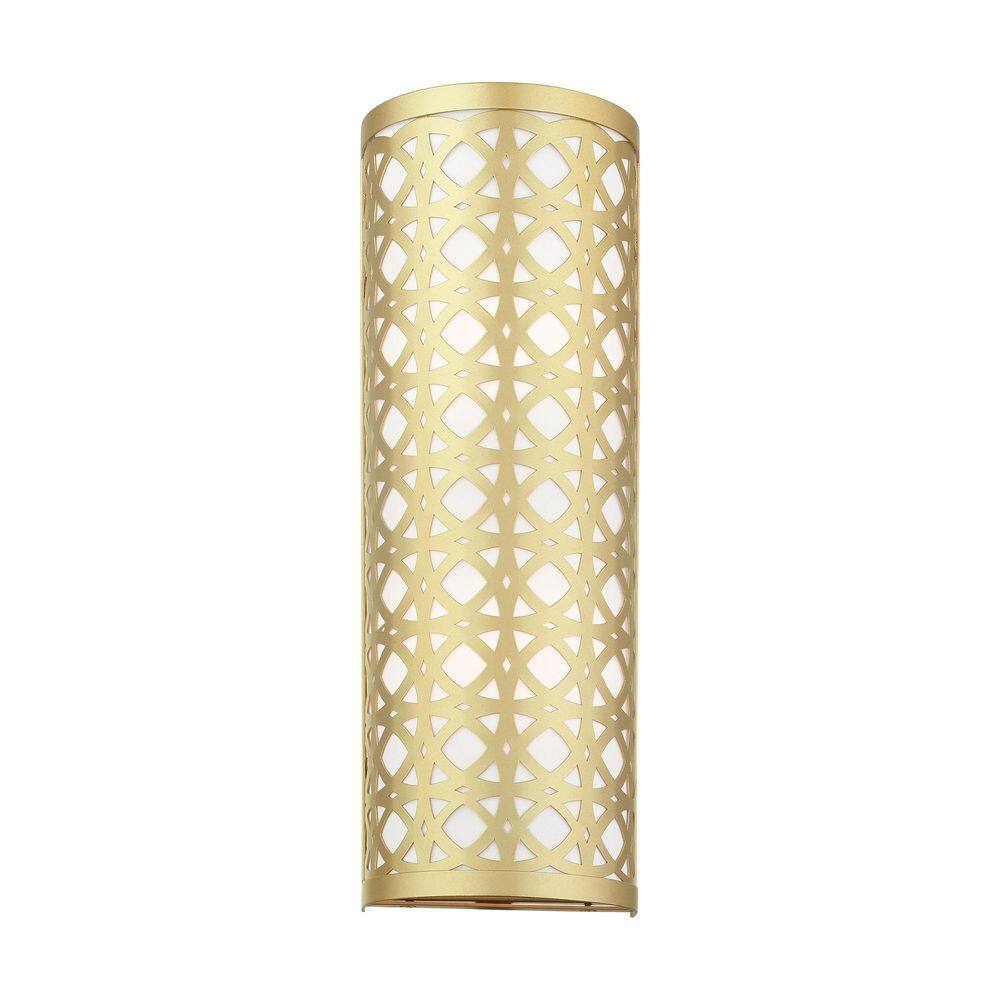 Soft Gold Steel Cylinder Wall Mount Sconce with Latticework
