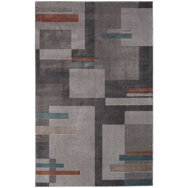 Nourison Thalia Grey Multicolor 6 ft. x 9 ft. Geometric Contemporary Area Rug