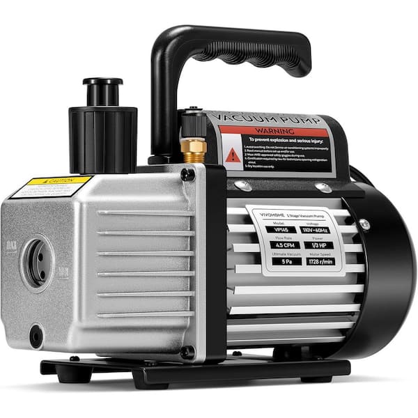 4.5 CFM 1/3 HP 110V Single Stage HVAC Vacuum Pump for R134a R12 R22 R502 R410a Systems