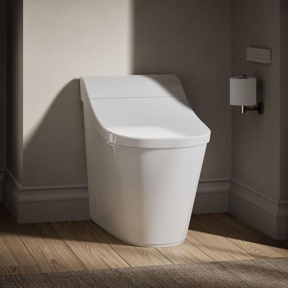 White Elongated One-Piece Smart Toilet with Dual Flush