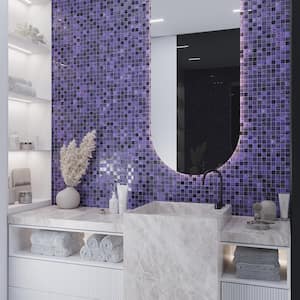 Purple 11.3 in. x 11.3 in. Polished and Matte Finished Glass Mosaic Tile (4.43 sq. ft./Case)