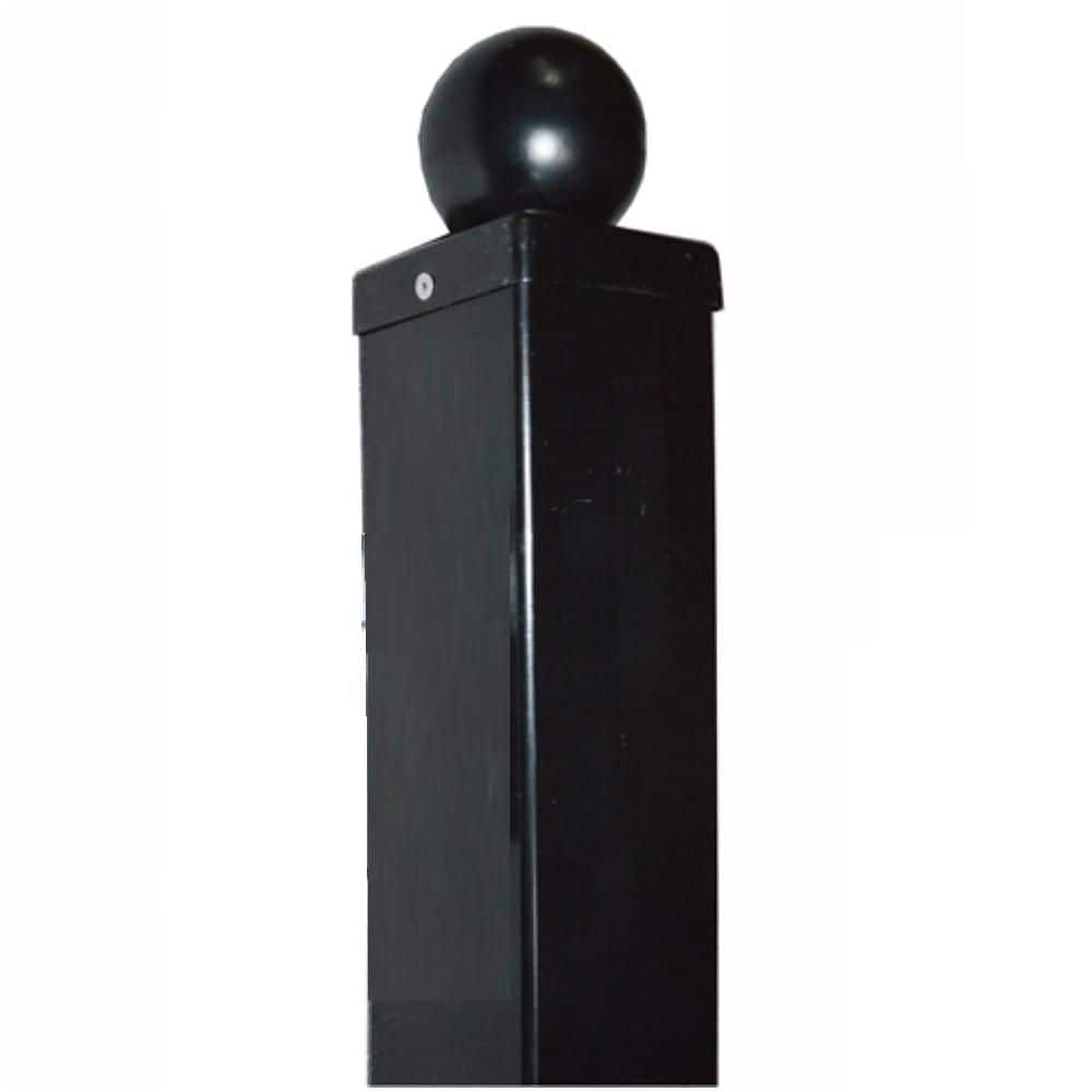 8 ft Black Steel Square Driveway Gate Post with Hinges
