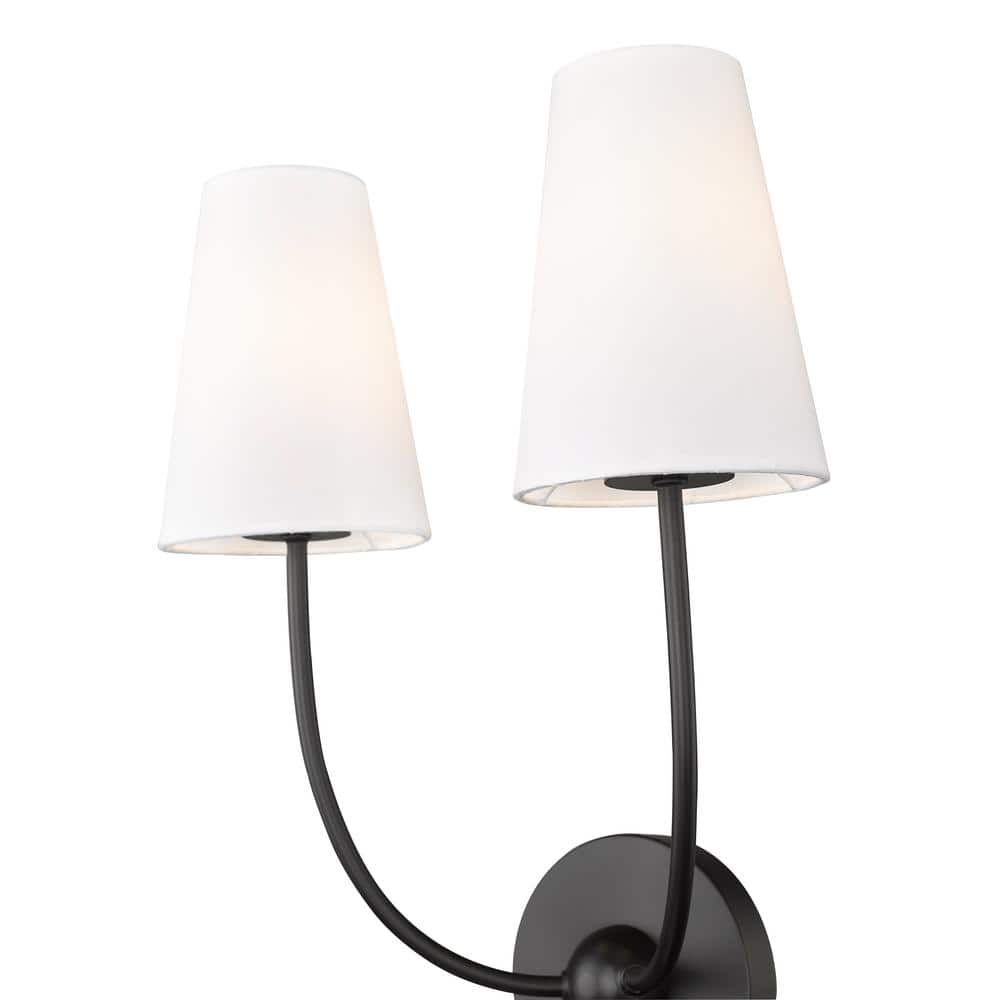 Matte Black and White 2-Light Wall Sconce