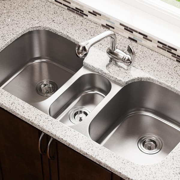 MR Direct Undermount Stainless Steel 43 in. Triple Bowl Kitchen Sink