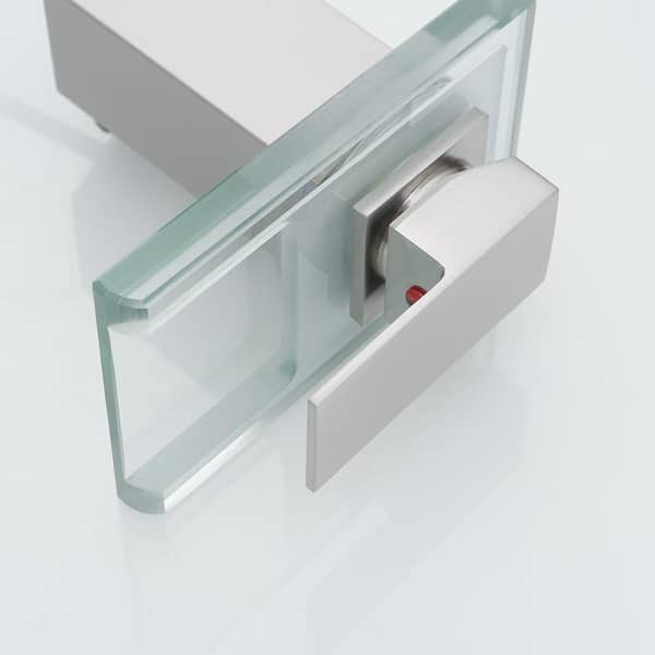 Waterfall Single Handle Single Hole Bathroom Faucet with LED Light in Brushed Nickel