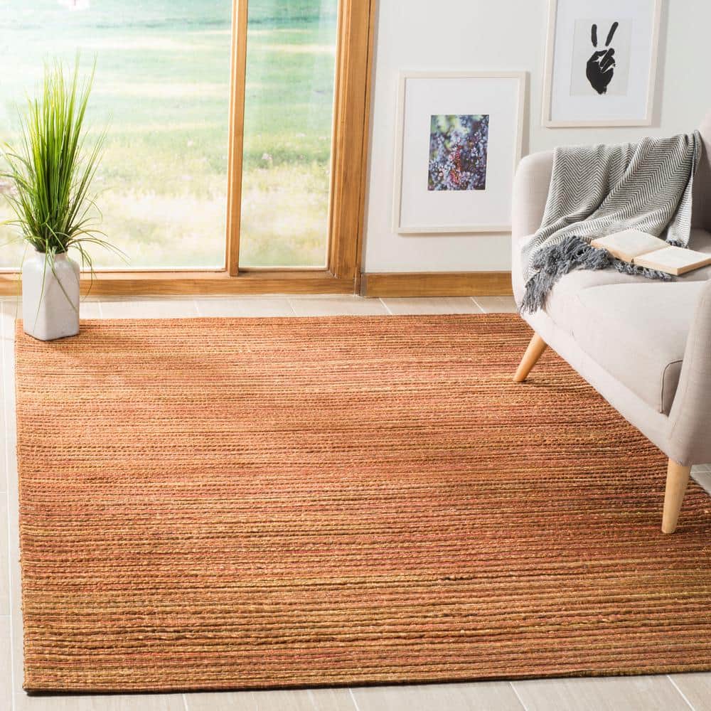Rust Hand-Knotted Cotton Rectangular 8' x 10' Area Rug
