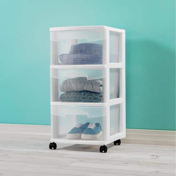 Storage Drawers Organizer Drawer Plastic Small Box Three Container  Stackable Tier 6 Bins Shelves Cosmetic 3 Closet Type 
