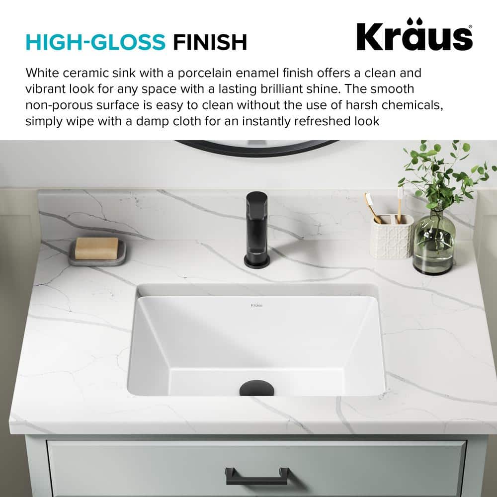 Kraus Elavo 20.25" White Ceramic Undermount Bathroom Sink