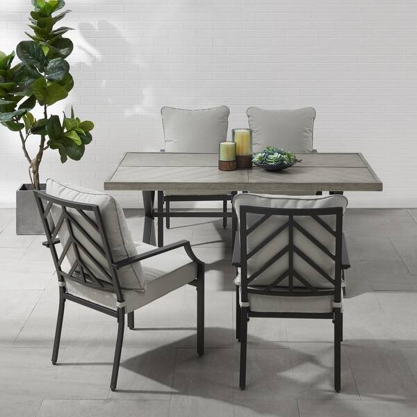 CROSLEY FURNITURE Otto Black 5-Piece Metal Outdoor Dining Set with