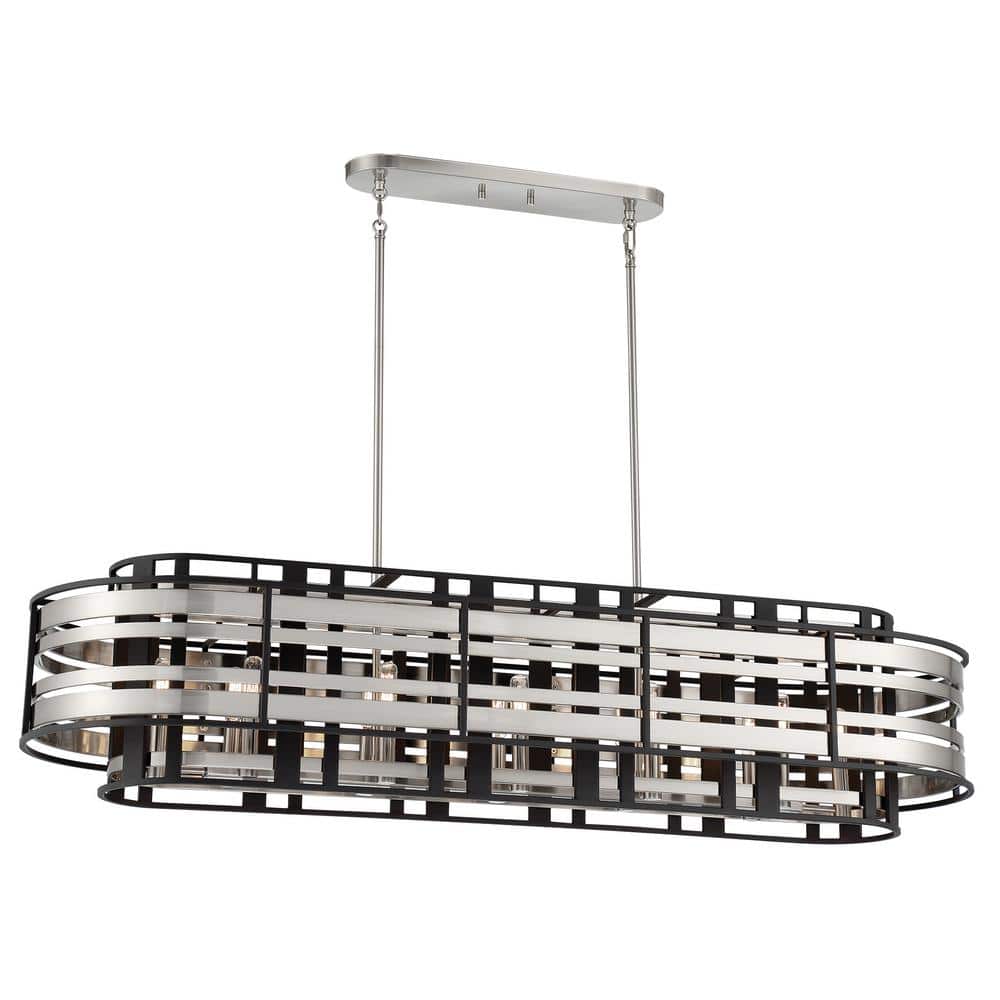 Brushed Nickel and Sand Coal 12-Light Island Chandelier