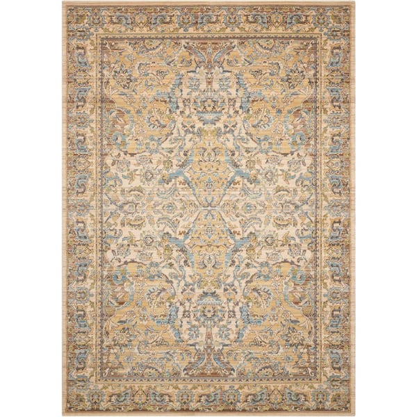 Nourison Timeless Beige 6 ft. x 8 ft. Bordered Traditional Area Rug