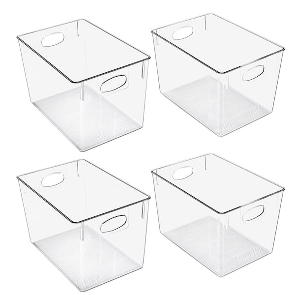 Sorbus Clear Storage Bins, 4 Pack Large Plastic Organizer Bins with Handles