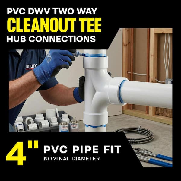 PLUMBFLEX 4 in. PVC DWV 2-Way Cleanout H x H x H, White Rigid PVC