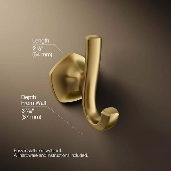 KOHLER Sundae J-Hook Robe in Vibrant Brushed Moderne Brass R31062