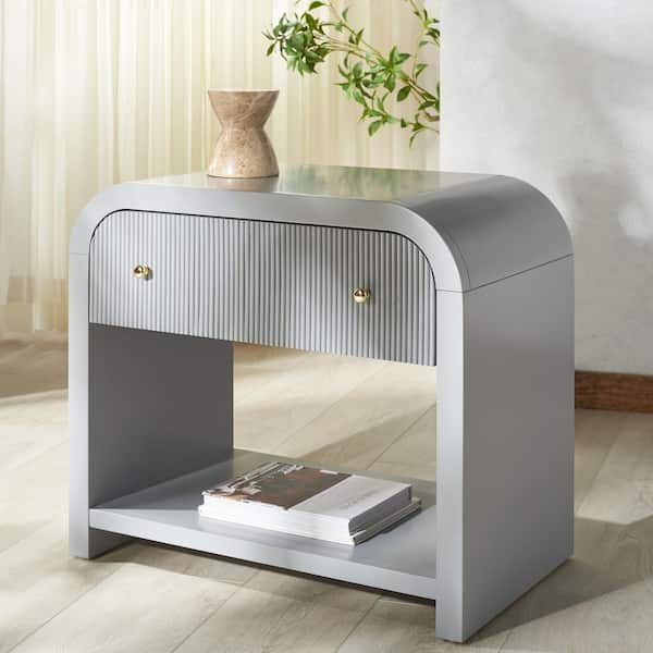 Liabella Light Gray/Gold 1 Drawer Nightstand