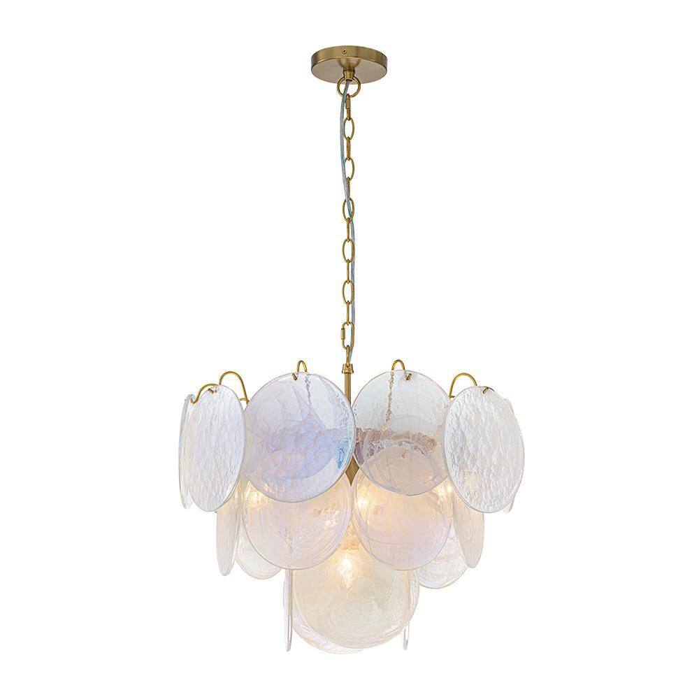 Vinto 5-Light 20.1-in W Brass Tiered Chandelier with Iridescent Clear Glass Discs for Dining Room and Living Room price history on PriceWatchPro