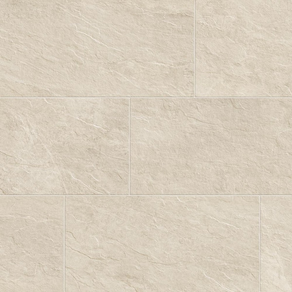 Sample - Slate Ivory Matte 6 in. x 6 in. Stone Look Porcelain Floor and Wall Tile