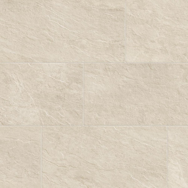 Corso Italia Slate Ivory 12 in. x 24 in. Stone Look Porcelain Floor and ...