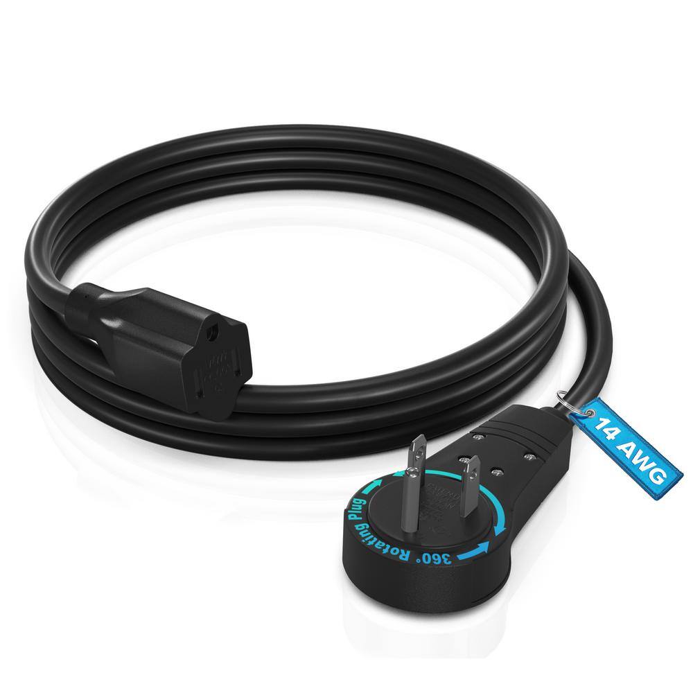 3 ft. 14/3 Medium/Heavy Duty Indoor Extension Cord with 360° Rotating Flat Plug, 15Amps, Black price history on PriceWatchPro