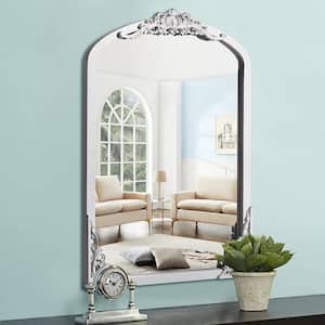 24 in. W x 36 in. H Classic Arched Wood Framed White Retro Wall Decorative Mirror