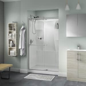 Portman 48 x 71 in. Frameless Contemporary Sliding Shower Door in Nickel with Clear Glass