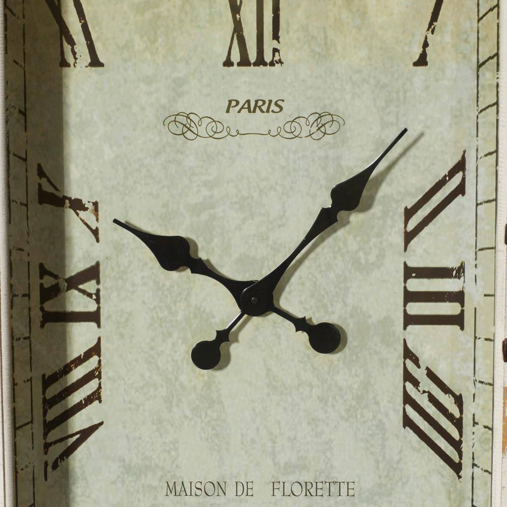 34" White Distressed Wood Pocket Watch Style Wall Clock