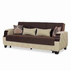 Estrella Collection Convertible 89 in. Dark Brown Suede 3-Seater Twin Sleeper Sofa Bed with Storage