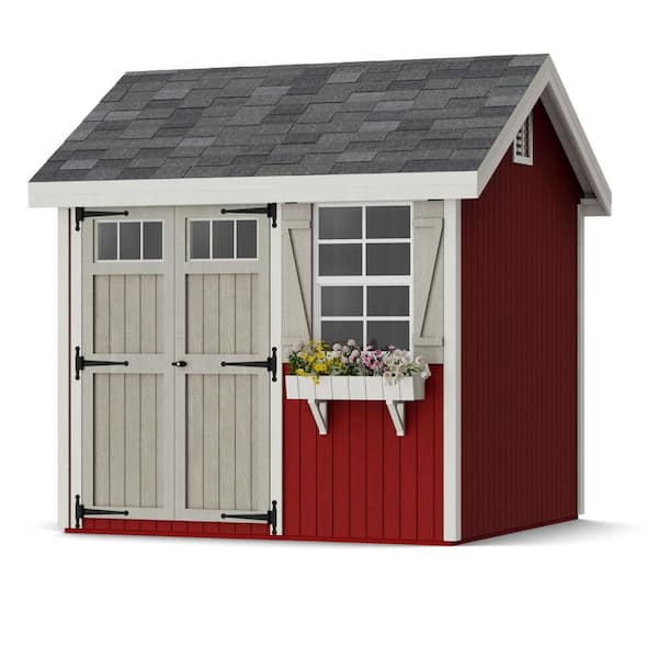 Little Cottage Co. Colonial Pinehurst 8 ft. x 8 ft. Outdoor Wood Storage Shed Precut Kit with Operable Window (64 sq. ft.)